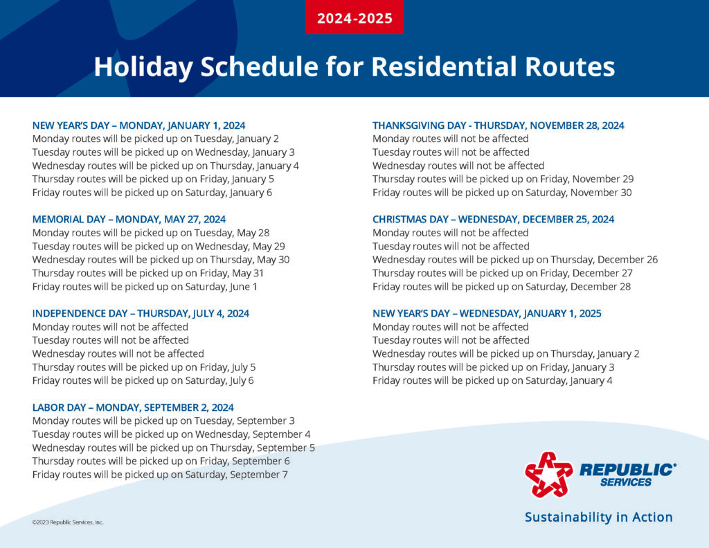 How Republic Services' Holiday Schedule Affects Your Trash Pickup
