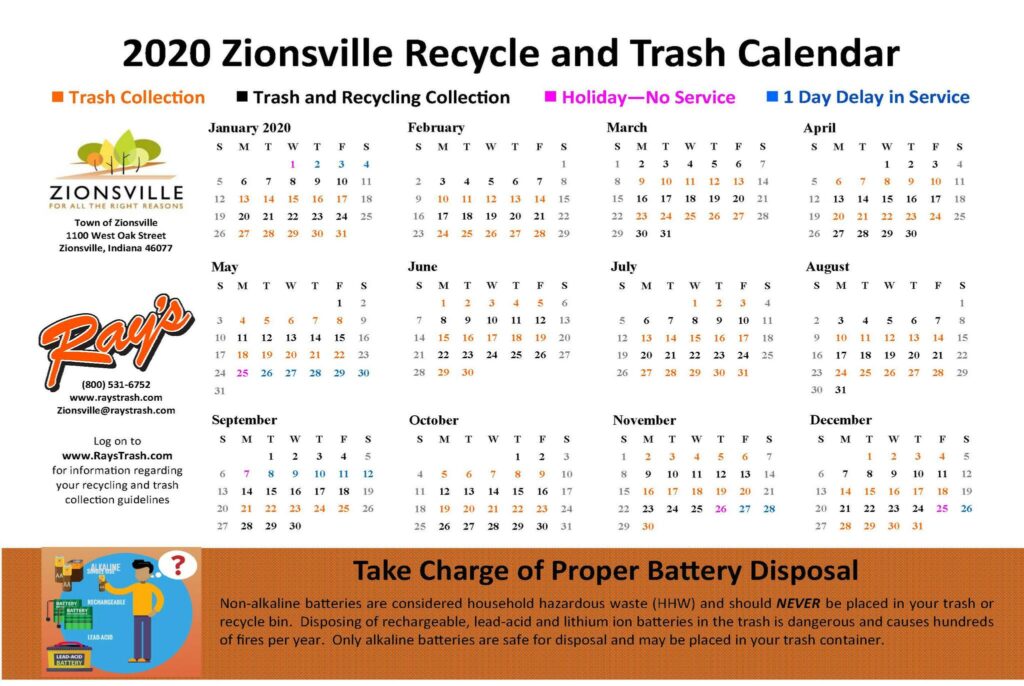 Zionsville, Indiana Trash and Recycling Collection Schedule Eagle