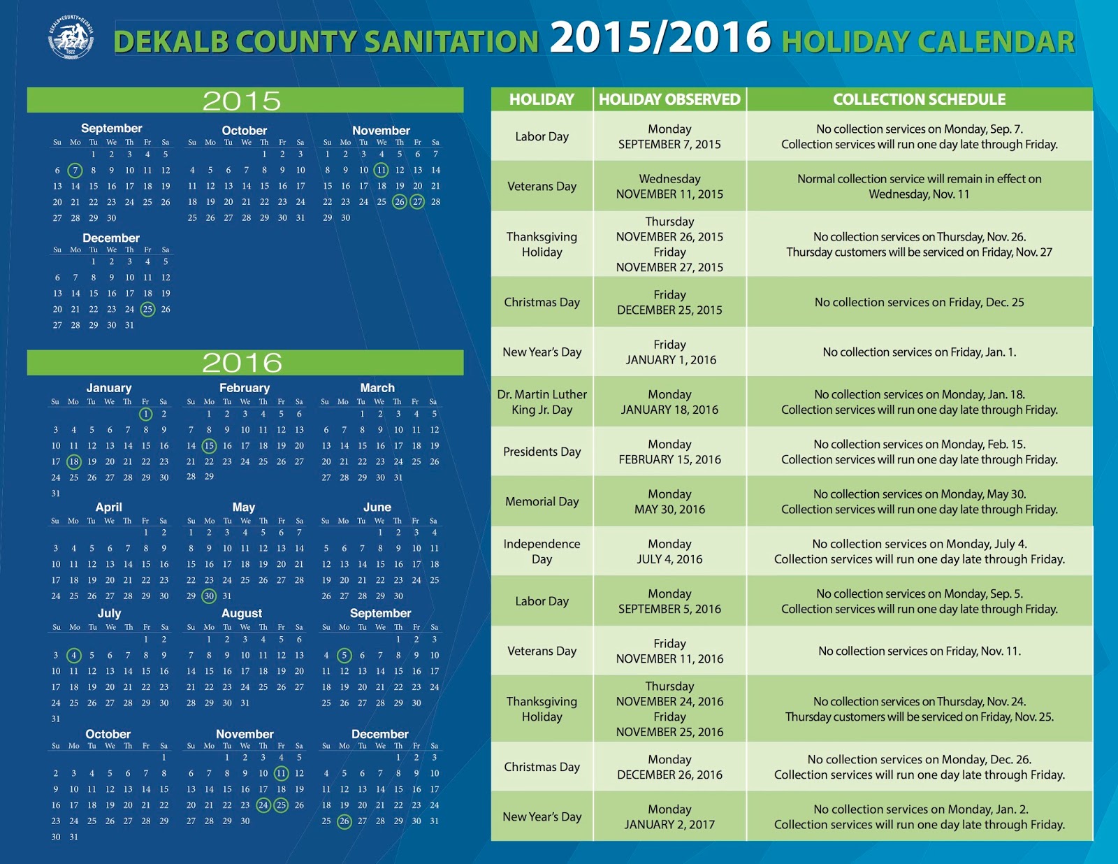 Dekalb County Trash and Recycling Collection Schedules Eagle Trash